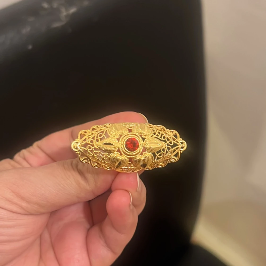 Guldpläterad justerbar ring  - 90