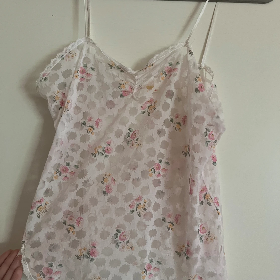 Rosa blommigt linne - 90