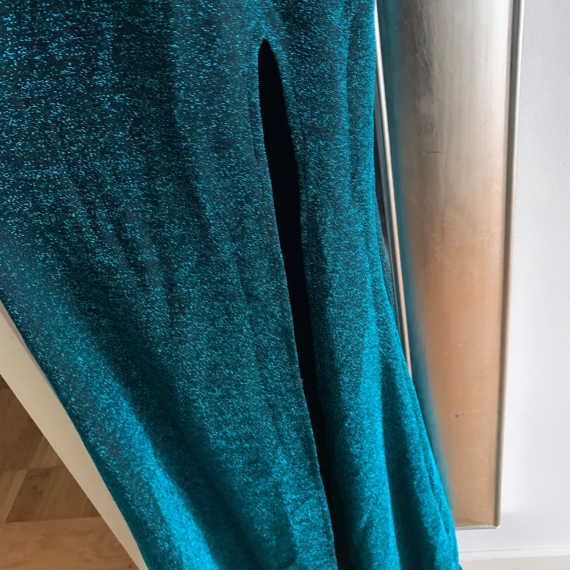 Missord Asymmetrisk klänning Grön glittrig stlS - 93