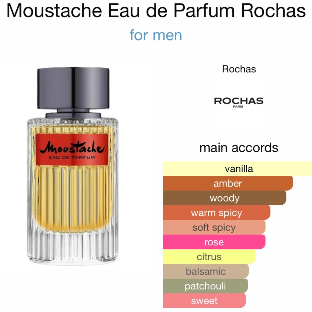 Hej! Säljer nu min rochas moustache parfym. Säljer den pågrund av att jag inte använder den så mycket helt enkelt. Det är en väldigt söt varm vanilj doft med Bergsten och ros . Accessoarer.