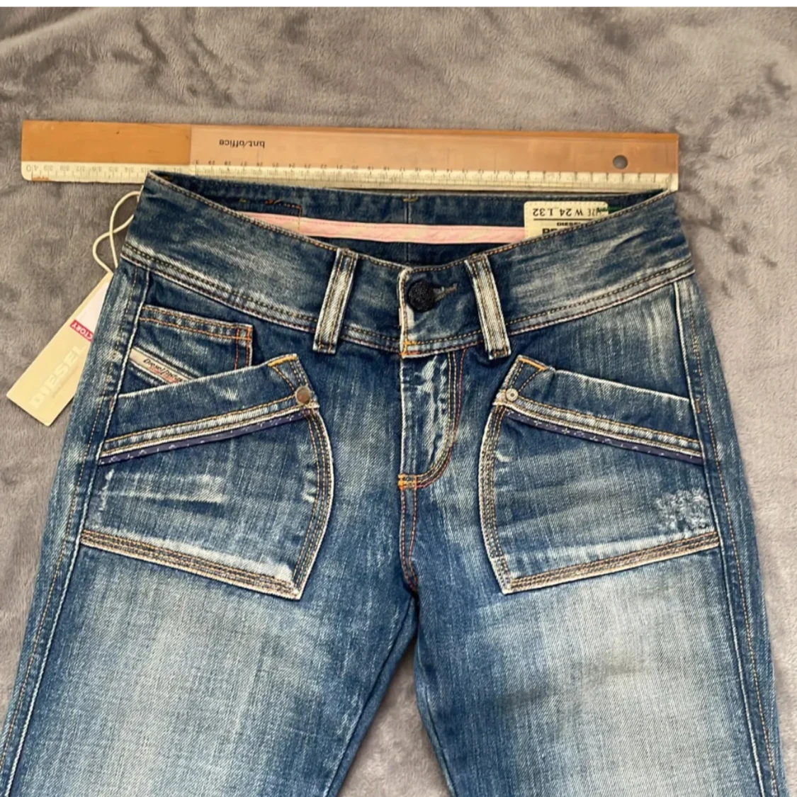 Blå lågmidjade bootcut jeans - 90