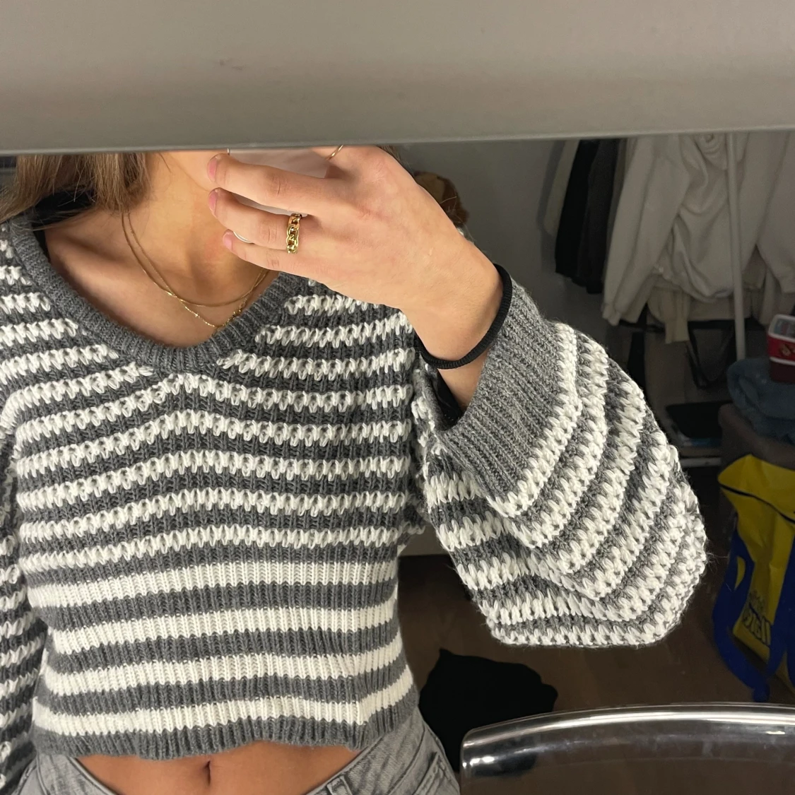 Randig stickad tröja  - 90