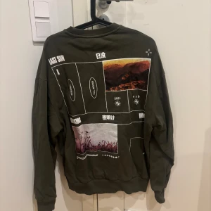 Sweatshirt med tryck på ryggen - Oversized grön sweatshirt med tryck på ryggen, knappt använd