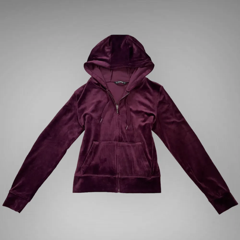 Juicy couture liknande vintage mörkrosa eller lila velour zip up dragkedja hoodie i perfekt skick från Dunnes, strl S💗. Hoodies.