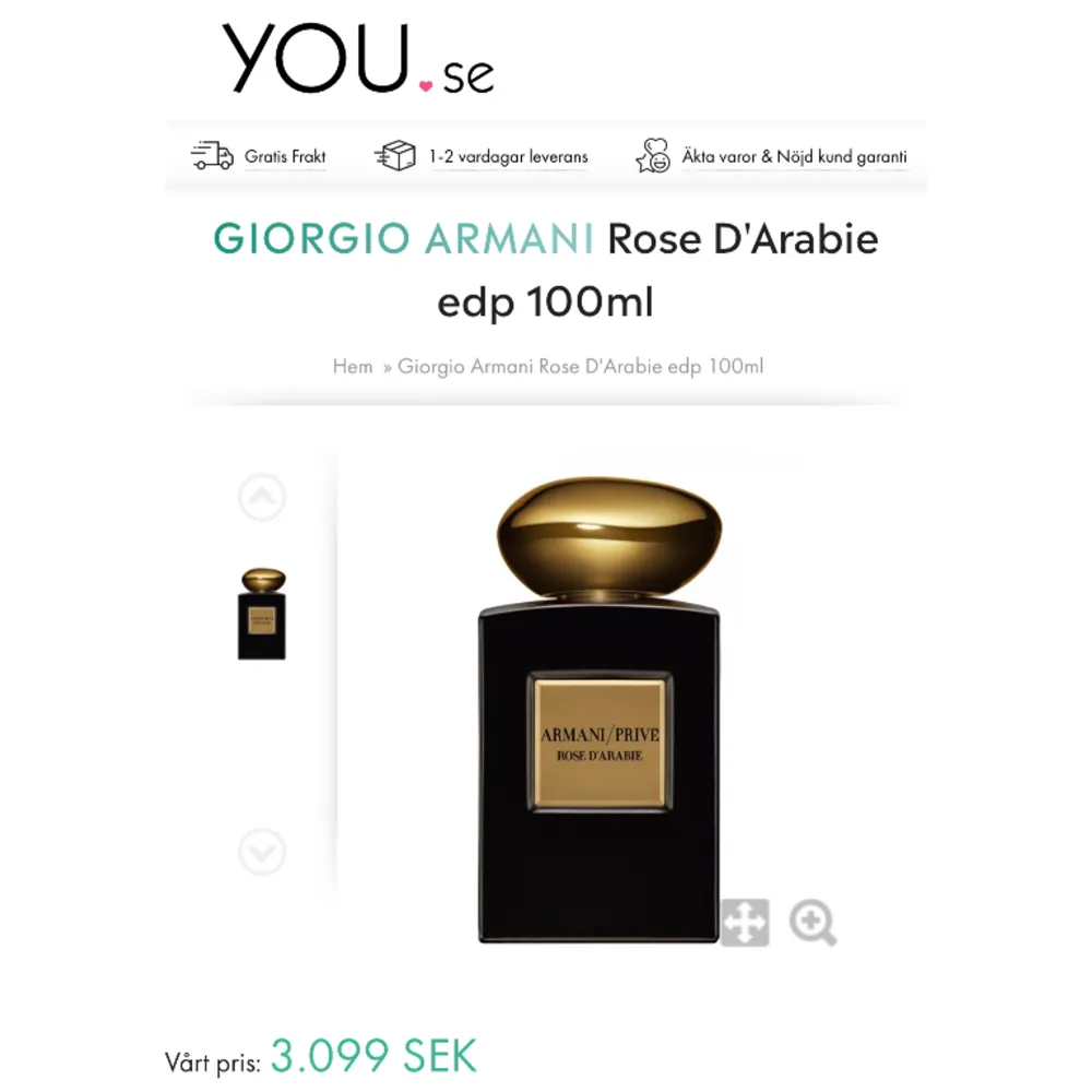 Säljer denna Armani Privé Rose d'Arabie Giorgio Armani EDP 100ml (Unisex). Den är oöppnad och rätt så svår att hitta på nätet/butiker idag. Säljer den då jag fick den som gåva men faller mig inte i smaken. . Övrigt.