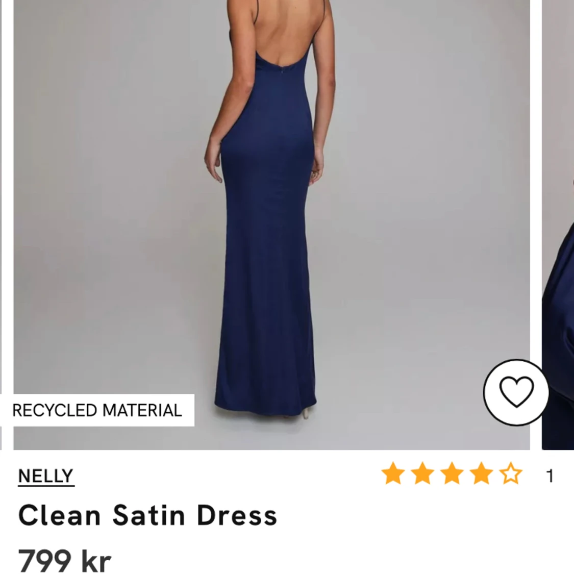 Superfin marinblå balklänning i satin med u ringning i ryggen!❤️‍🔥 - 90