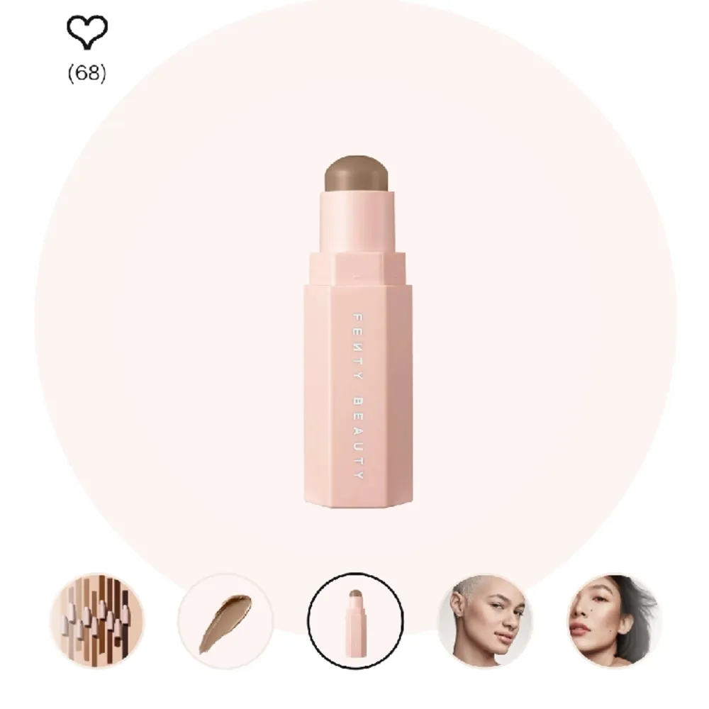 en jättefin fenty beauty bronzer stick i färgen amber 01, färgen är lite mer grå så funkar oxå bra till contour. andvänd typ 2 gånger för den var för ljus för mej. köpte på kicks för 345:- säljer för 250:- pris kan diskuteras💌. Övrigt.