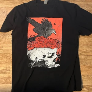 tröja med kråka och dödskalle  - den e gammal så trycket är lite nött 