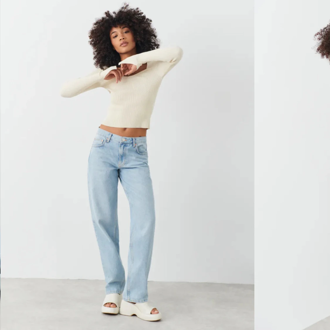 Gina Tricot stickad ribbad topp - 90