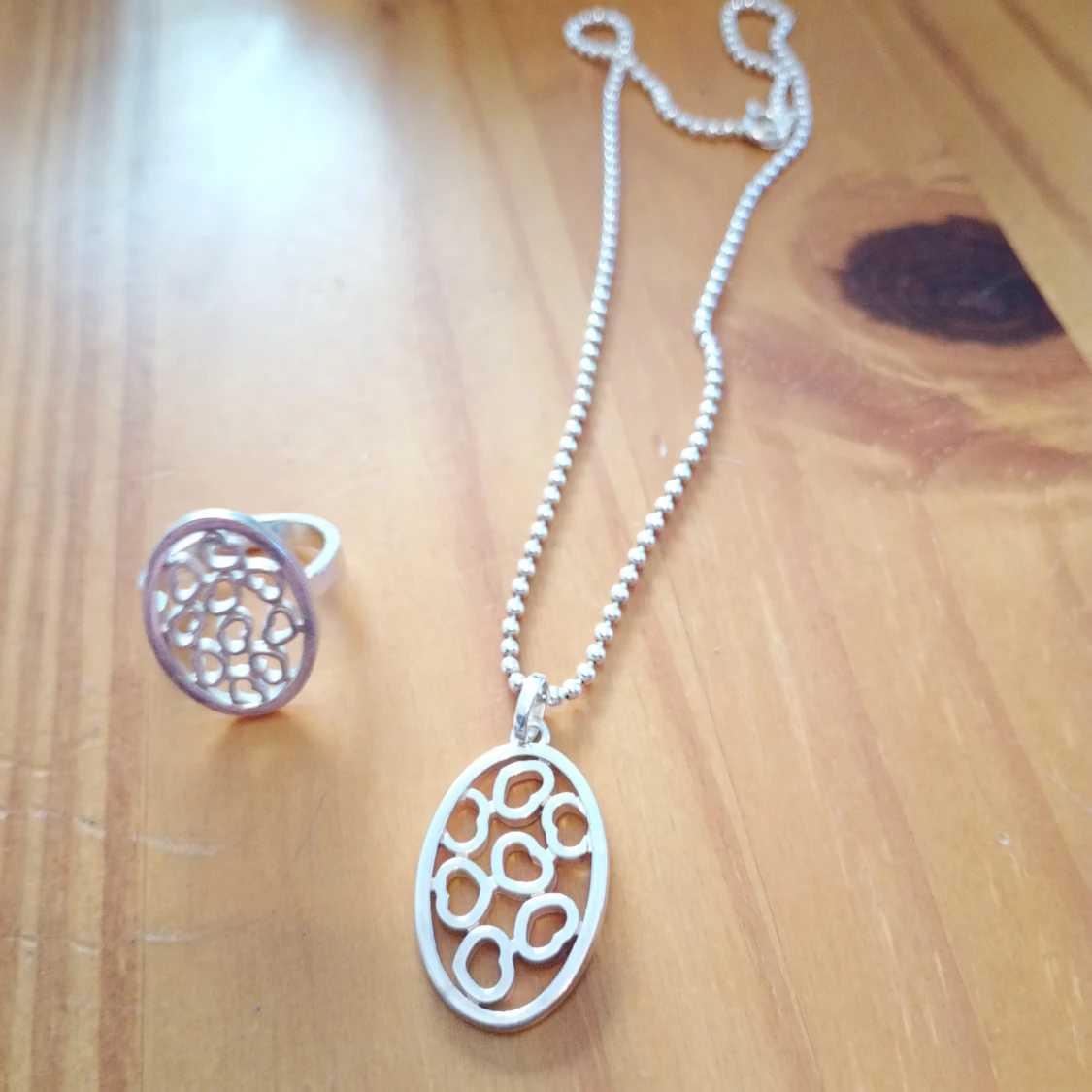 Set halsband och ring hjärtan Silver 925.