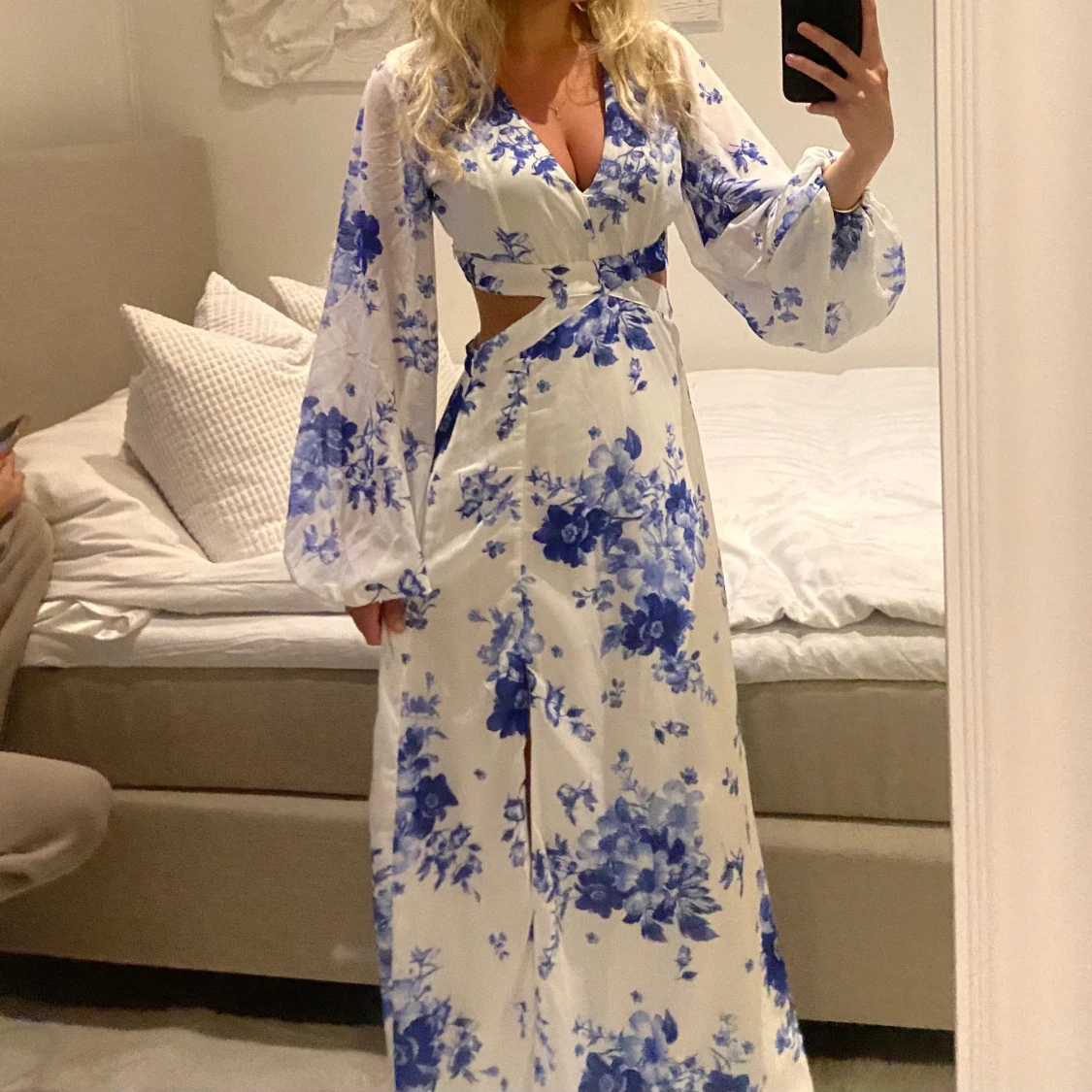 Lång blommig klänning - 90