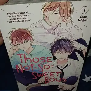 Säljer min Those not-so-sweet boys manga (volym 1) (Sicka pm för evt mer info) läst 1 gång, rätt så bra kvalitet (lite skador här och var men det är bara framsidan så ej självaste sidorna), tejpade kanter så att kanterna inte skadas 