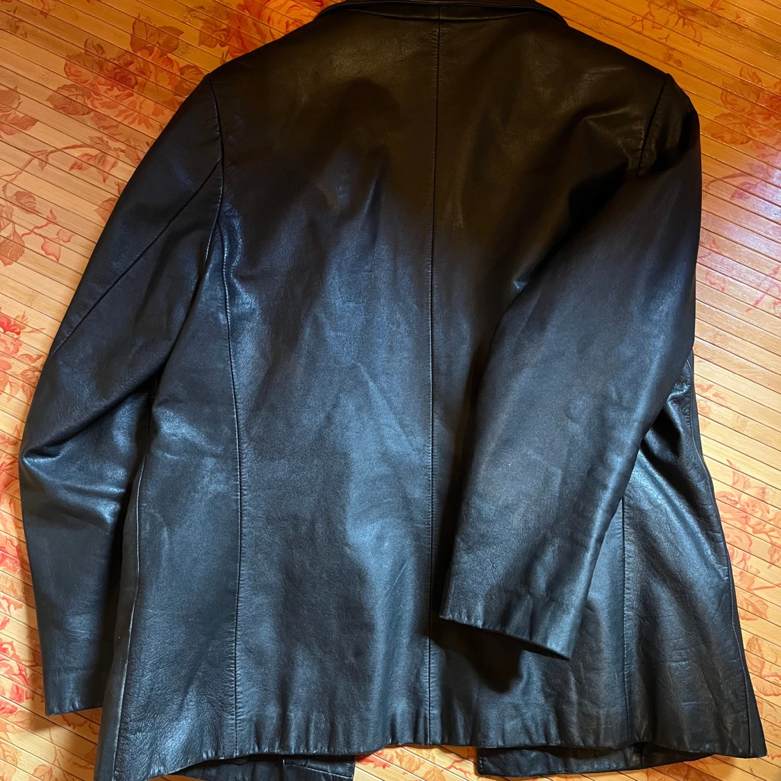 Retro svart skinnjacka M - 90