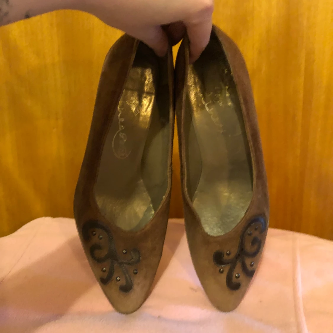 Vintage mocka klackskor 