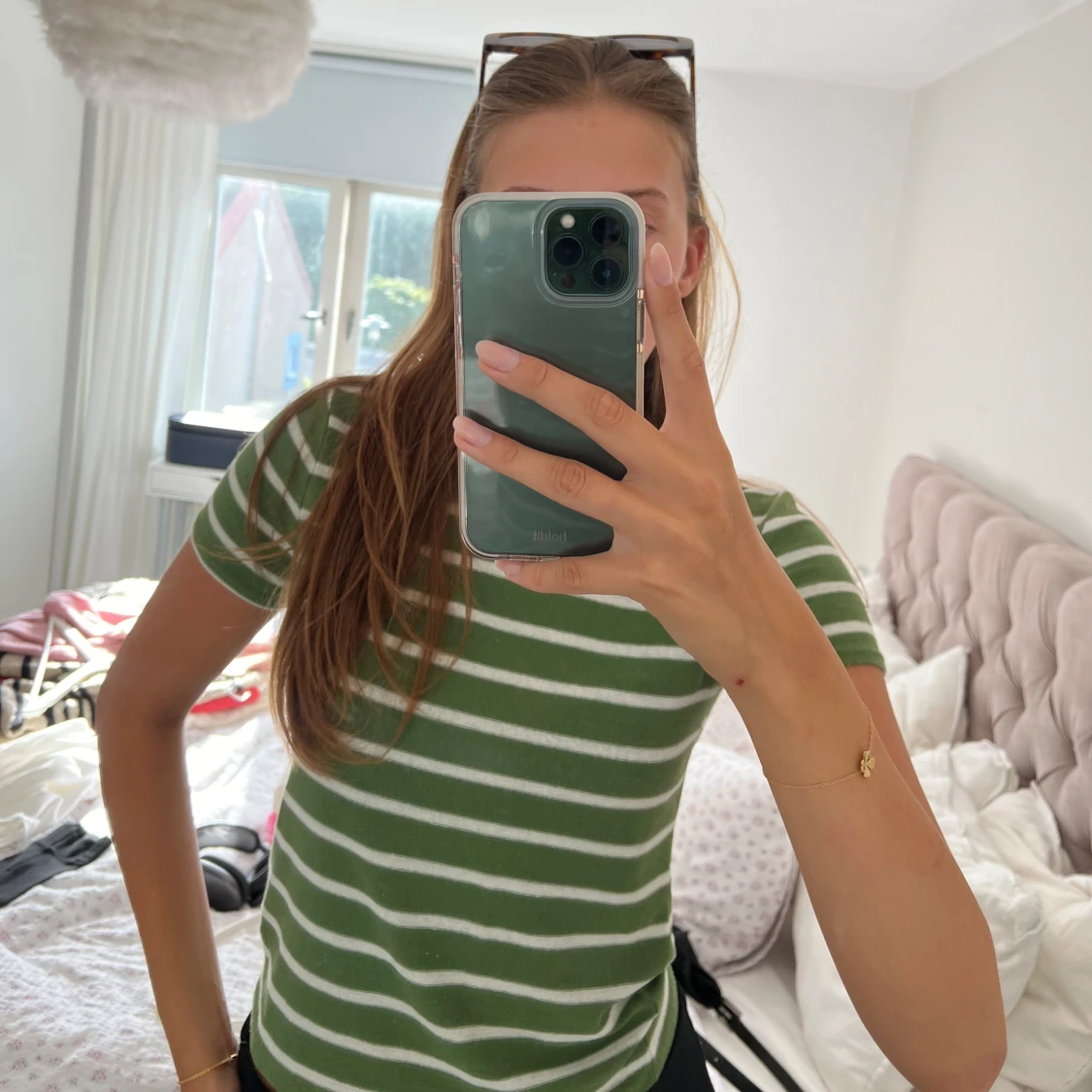 Grön randig topp - 91