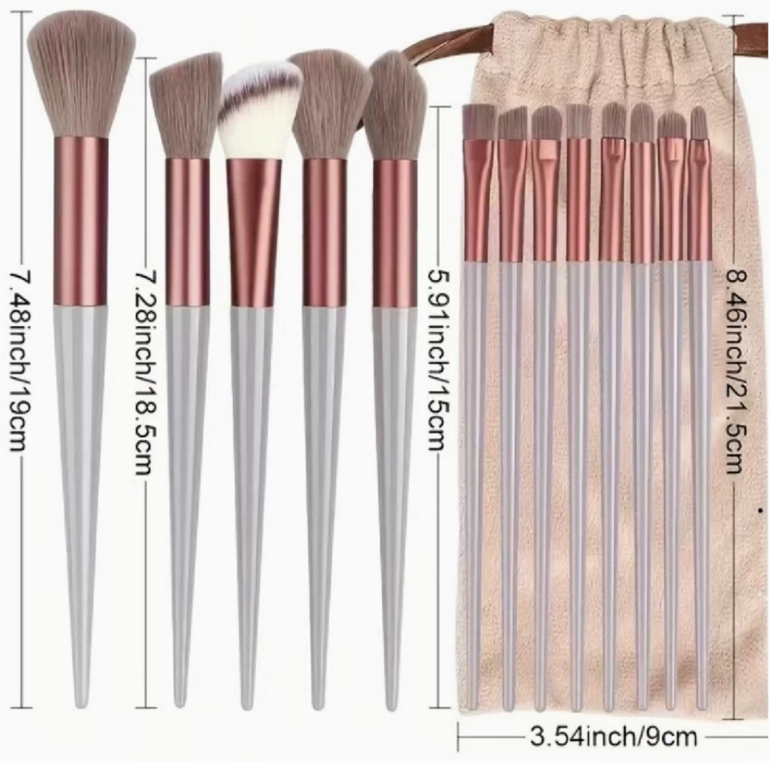 13st sminkborsteset med påse och en skonsam  - 91