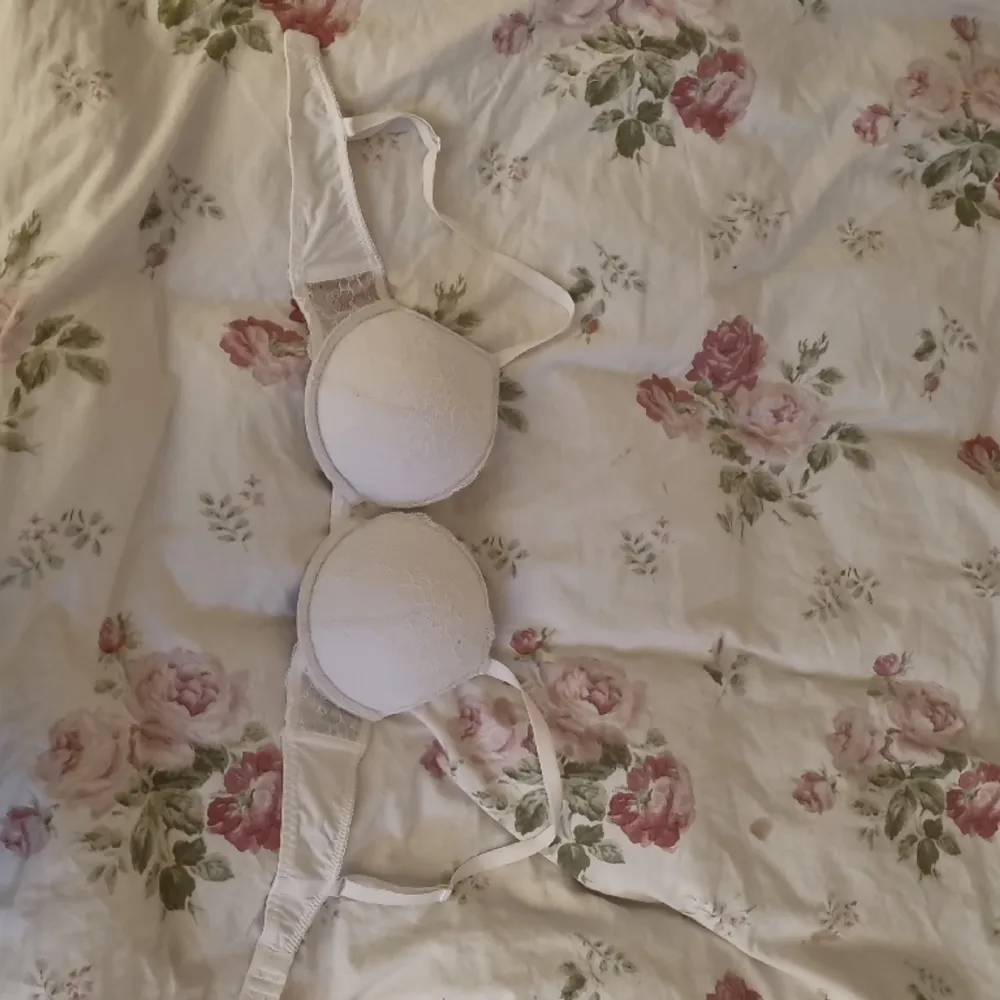 Använd ett par gånger, har några små fläckar som inte går bort. Säjer den för att mina bröst har vuxit och jag kan inte längre ha på mig den Jag minns inte märket då jag klippte bort lappen pågrund av mina sensory issues . Muu.