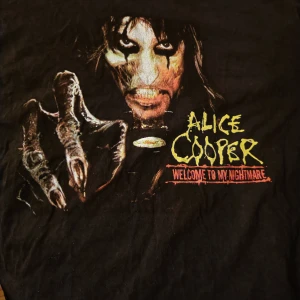 Alice Cooper t-shirt  - Aldrig använd men har blivit tvättad. Bredd ca 55cm, längd ca 70 cm 