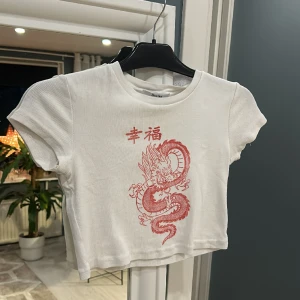 T-shirt  - T-shirt från BERSHKA. Mag kort. Knappt använd. Frakten betalar köparen själv 