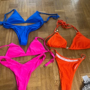Bikinis - Färgglada helt oanvända bikinis. Ingen aning om storlek och det står inte men skulle gissa på 36/38 då det är min storlek och dem sitter bra på mig. 30kr styck