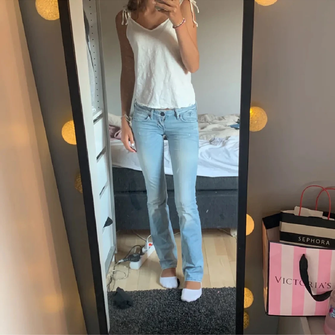 Lågmidjade ljusblåa bootcut jeans