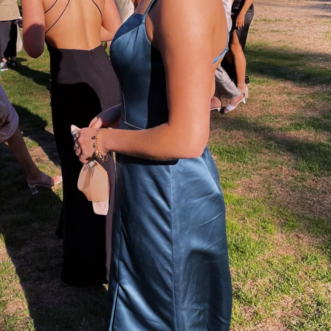 Fin Påfågel-grön balklänning, strk S/M - 3