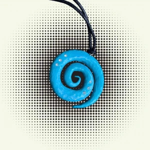 𓇼SPIRAL𓇼 - handgjord berlock av fimolera ✮ utsmyckad med strass av glas ✮ glaserad med glansigt lack ✮ skinnsnöre som går att knyta