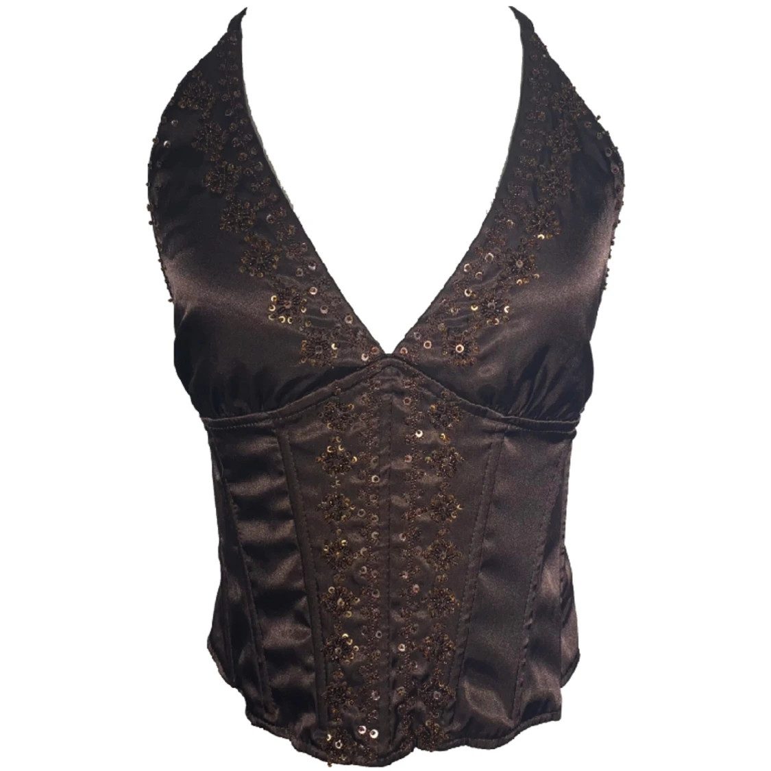 Vintage Fest topp med paljetter halterneck korsett - 90