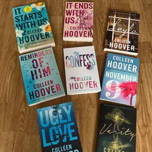 8 st böcker av Colleen Hoover. Alla är köpta nya och är på engelska. 50kr st eller 350kr för alla.
