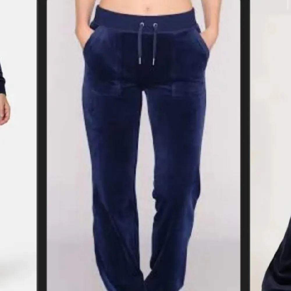 Säljer marin blåa juciy byxor storlek S priset går att diskutera . Jeans & Byxor.