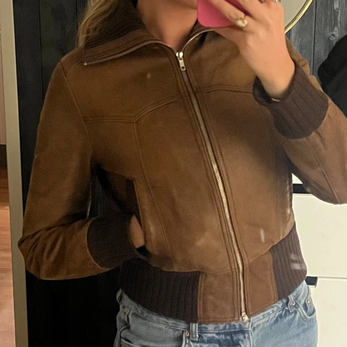 Mörkbrun skinnjackan  - 4