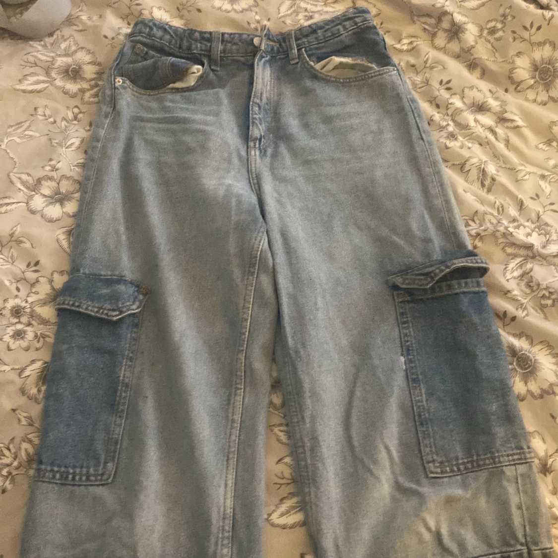 blåa högmidjade wide jeans - 90