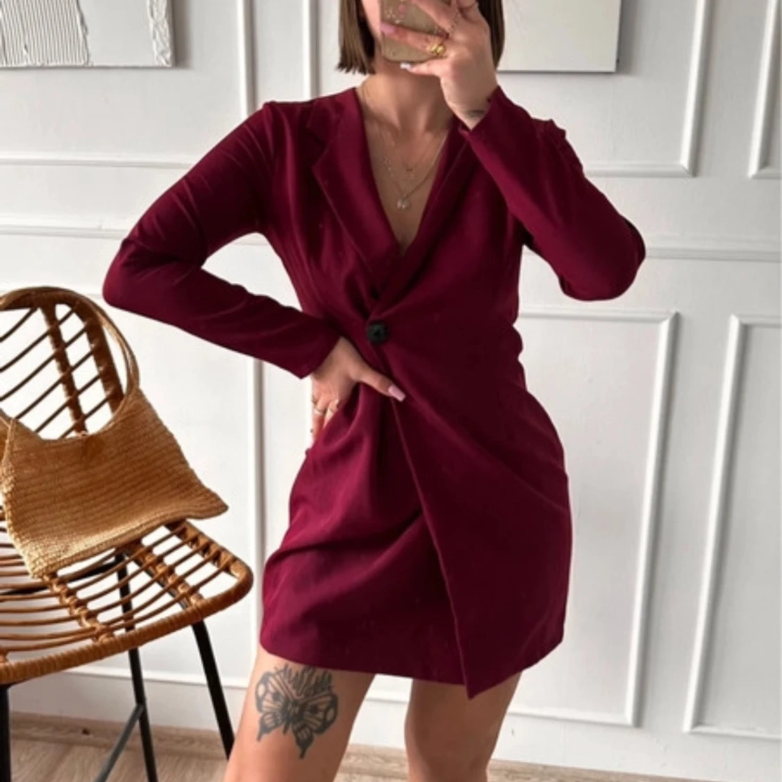 Röd kostymklänning - 90