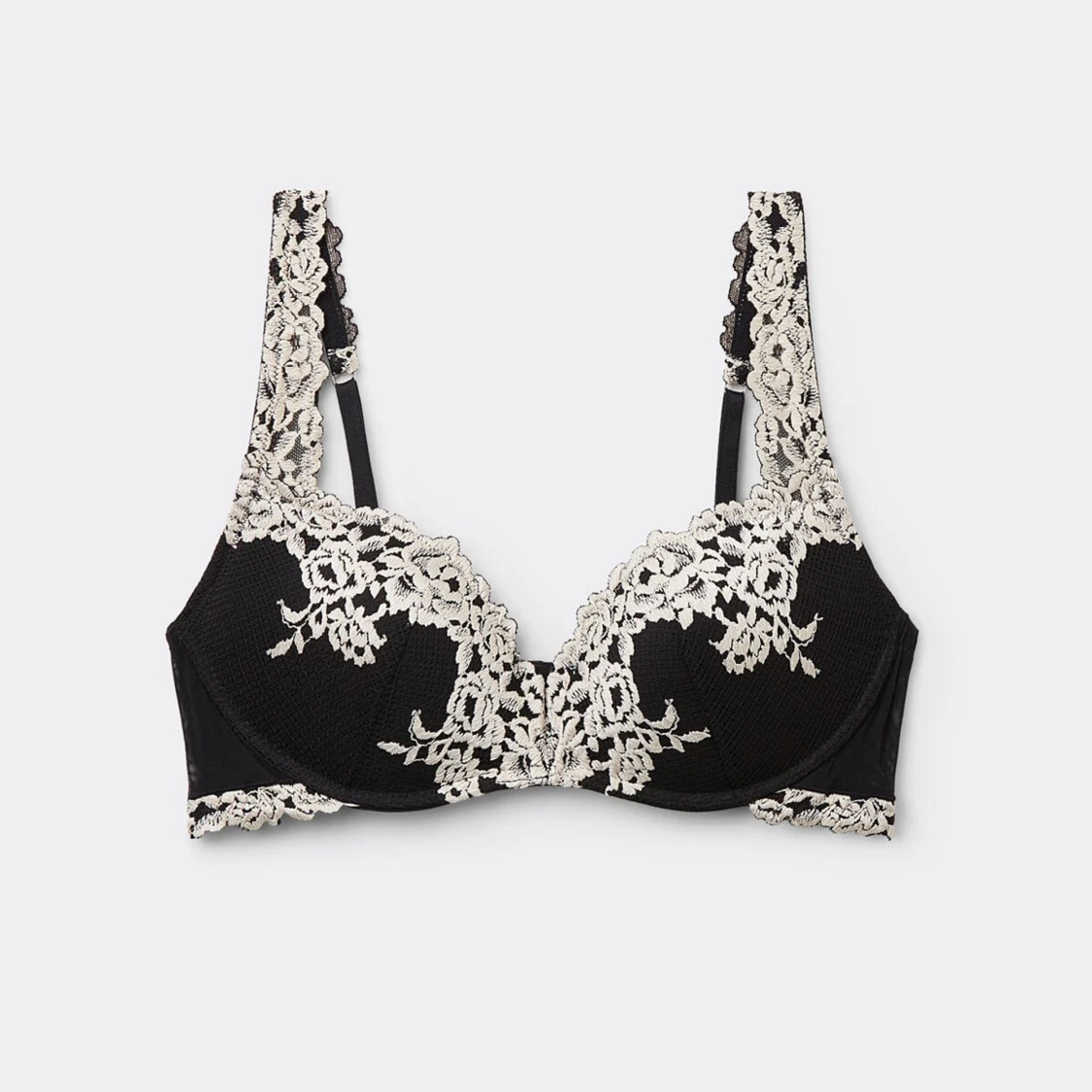 Svart spets bh med broderade detaljer