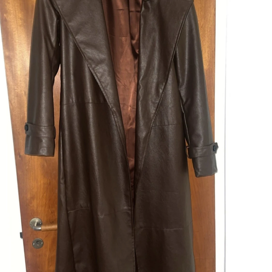 Brun skinn trenchcoat - 2