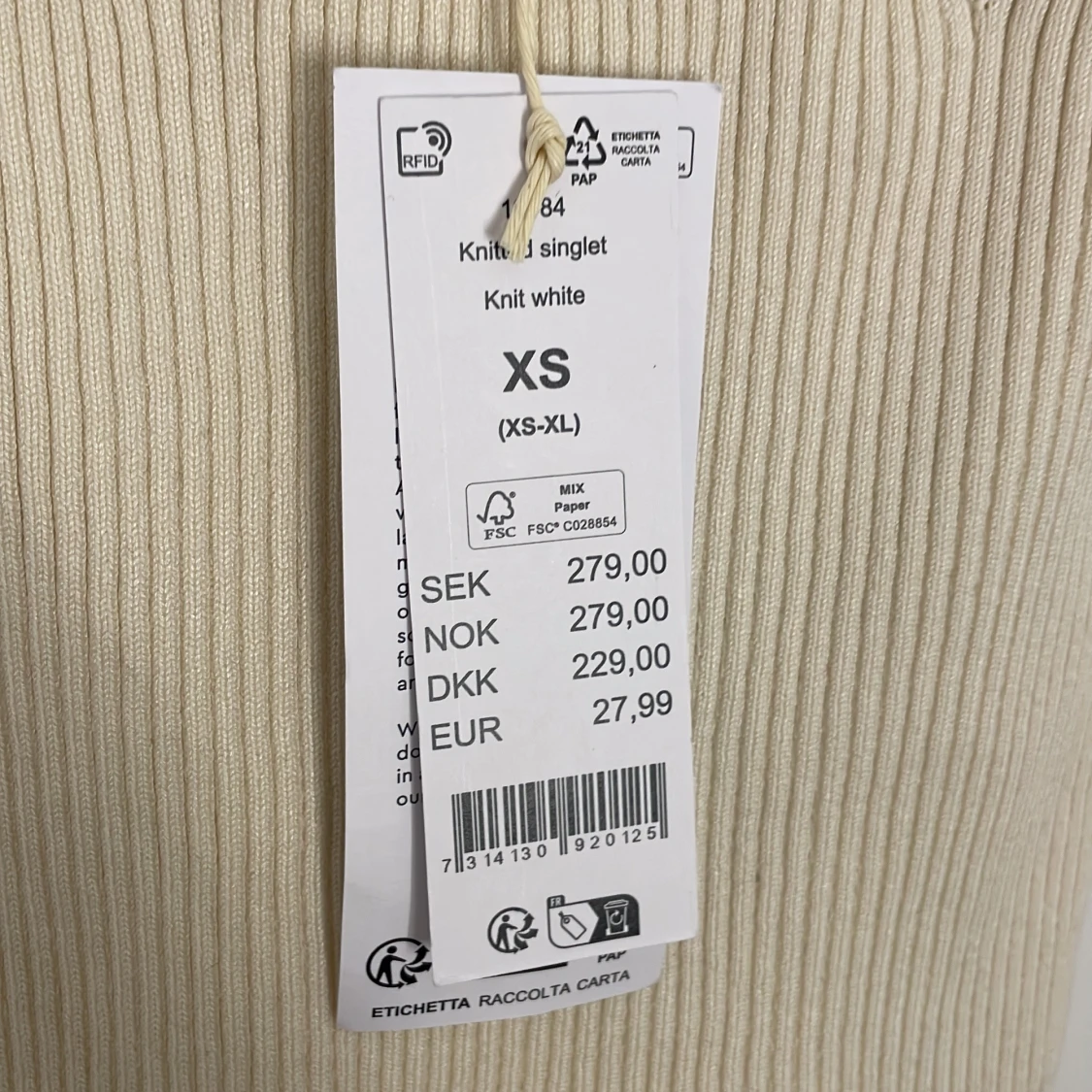 Ribbad beige linnetopp XS - 1