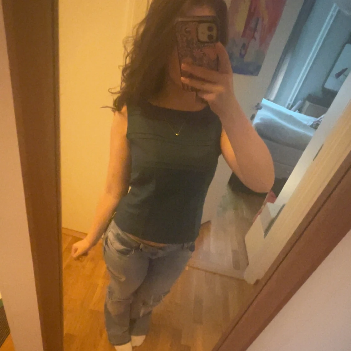 Blå topp med knappar