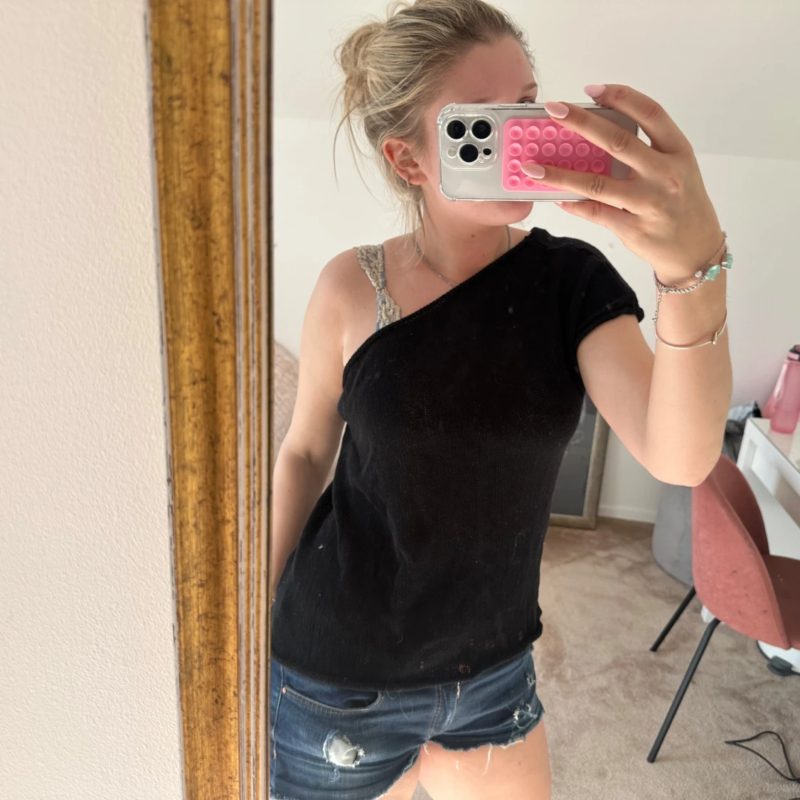 Svart oneshoulder topp - 2