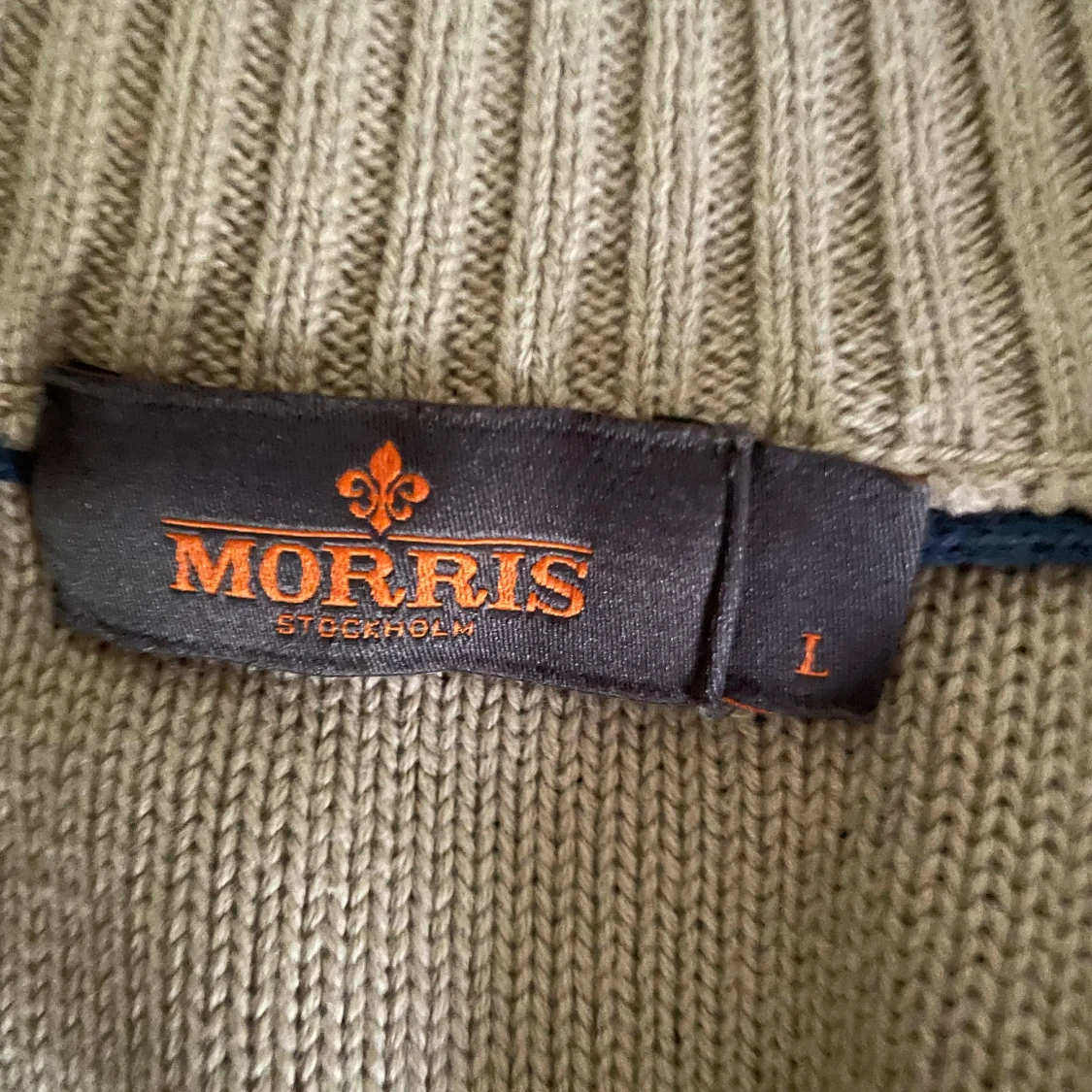 Beige stickad tröja med dragkedja från Morris - 2