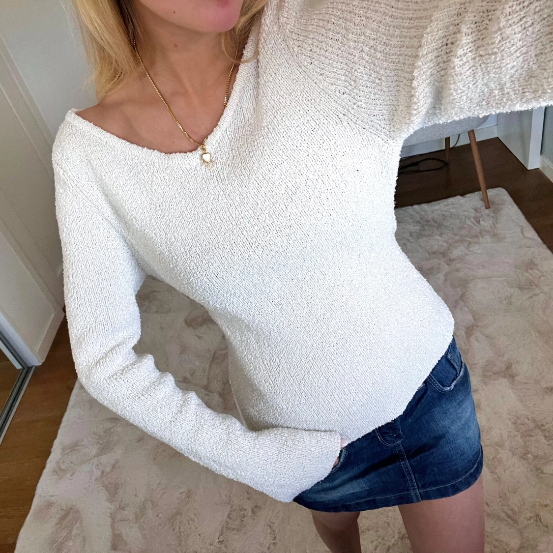 Vit stickad tröja - 2