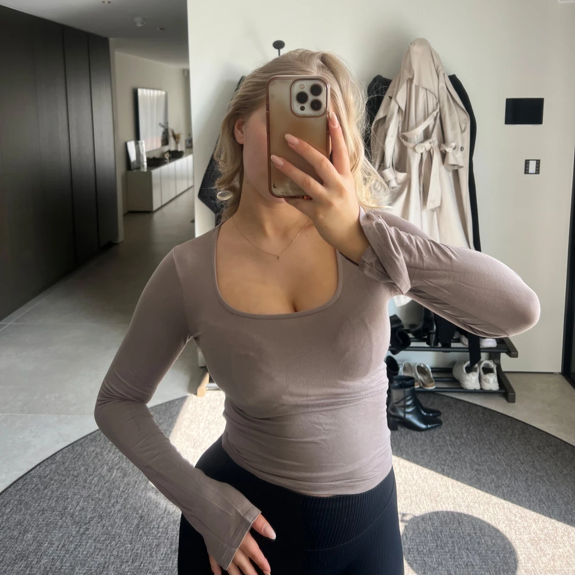 Beige långärmad topp