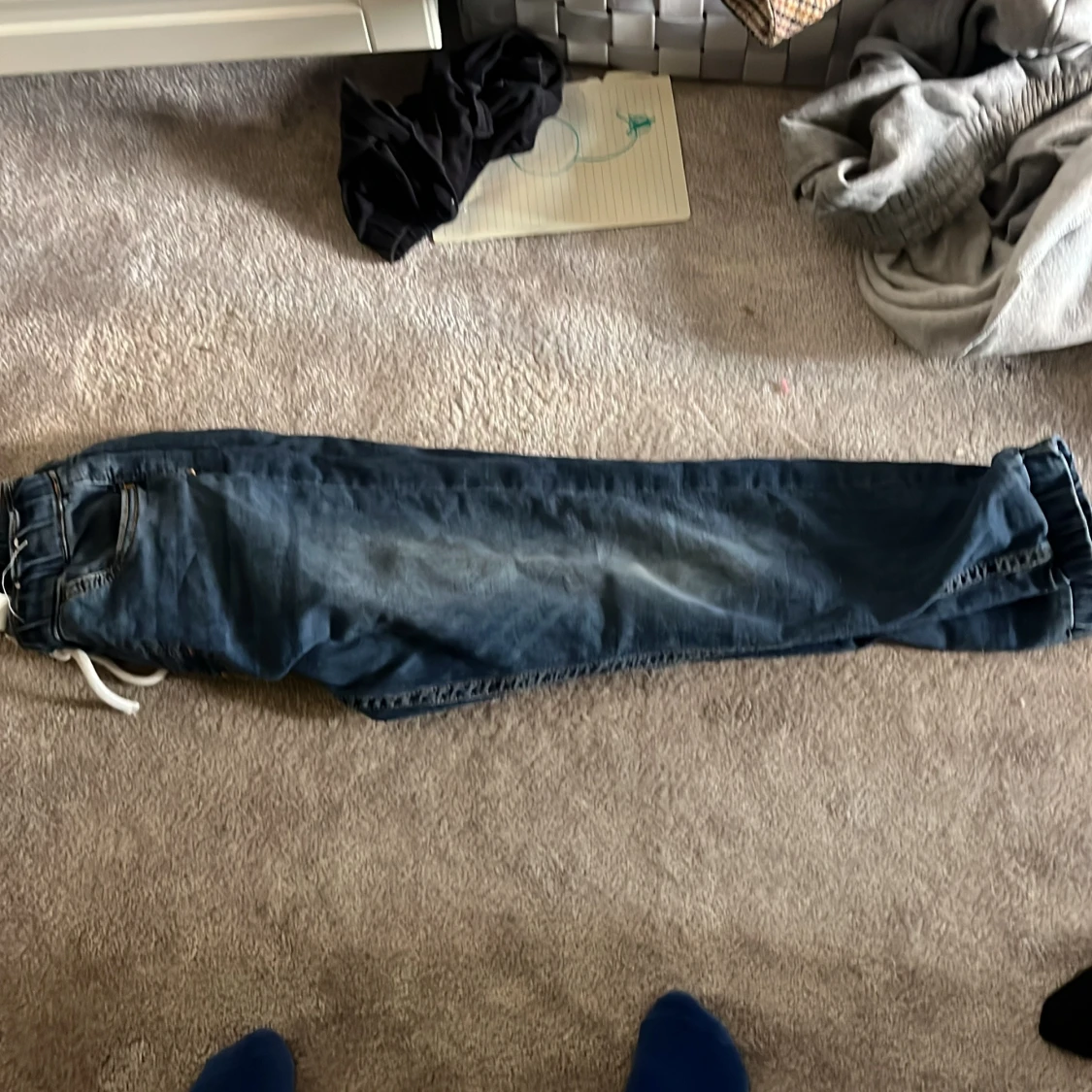 Blå joggerjeans med resår och snörning från H&M - 3