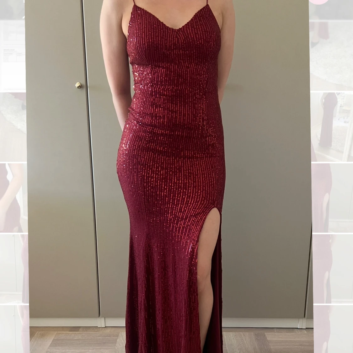 Vinröd paljettklänning från Bubbleroom - 1