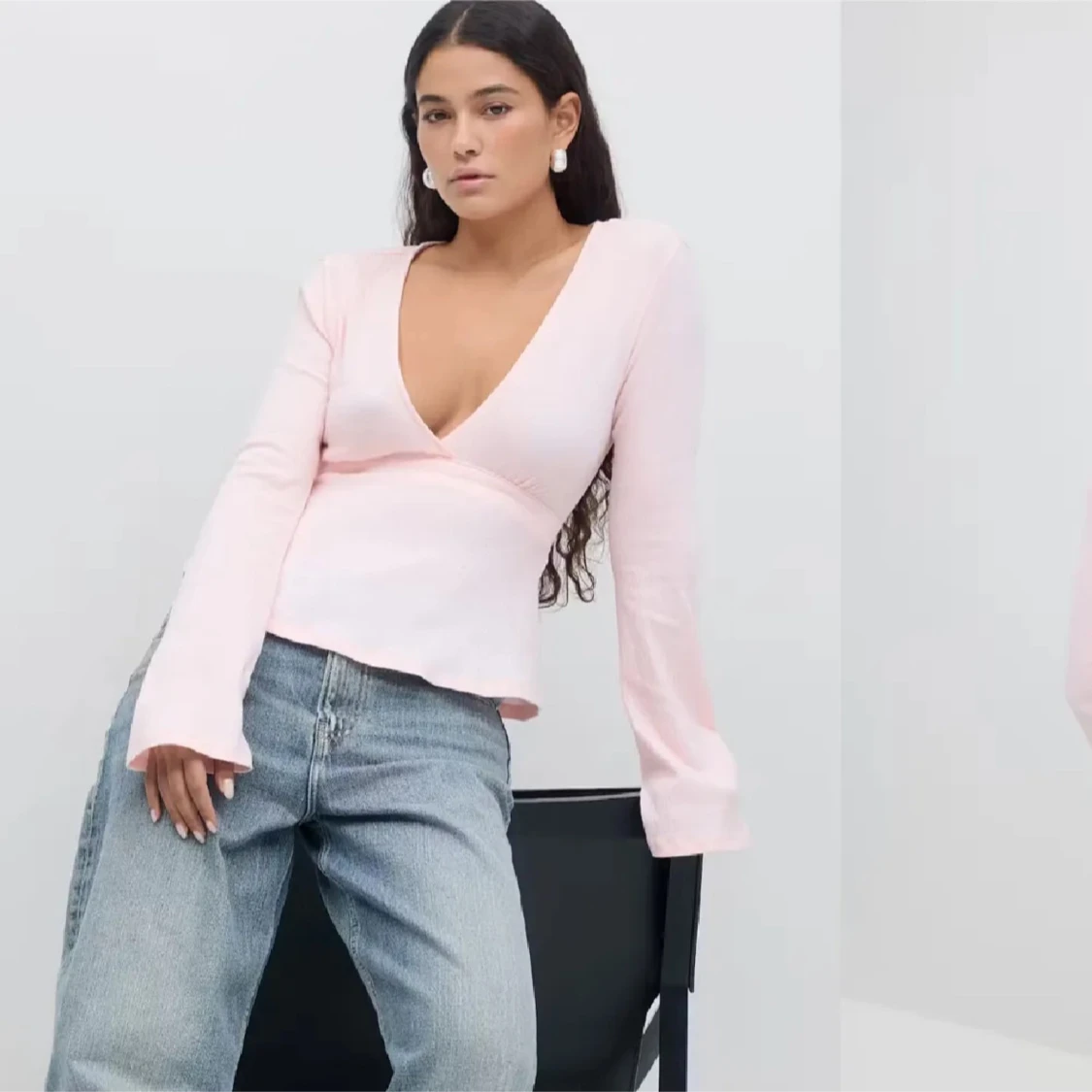 Ljusrosa omlottopp med knytband, ny med prislapp  - 1