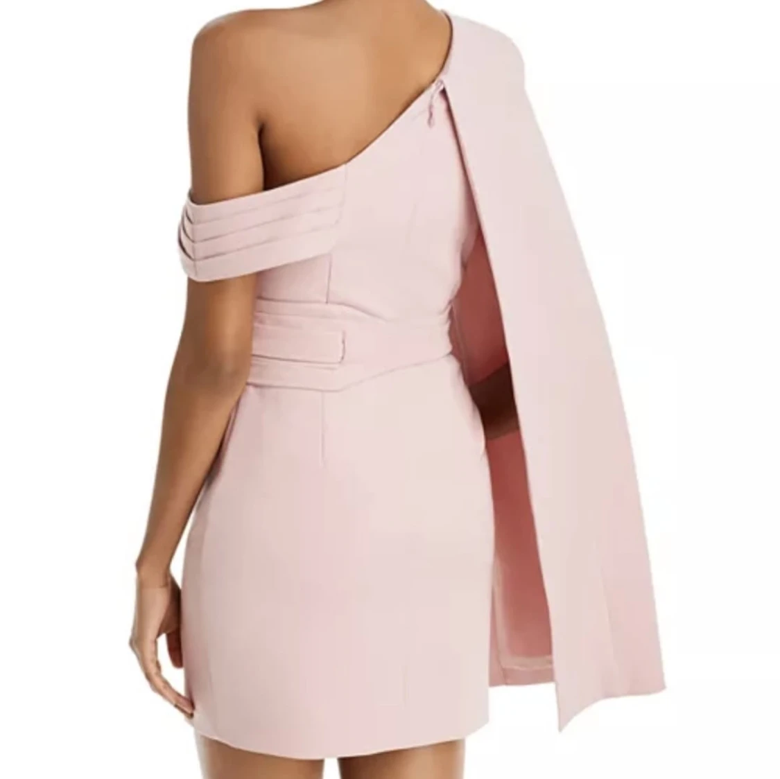 Ljusrosa one shoulder kortklänning - 1