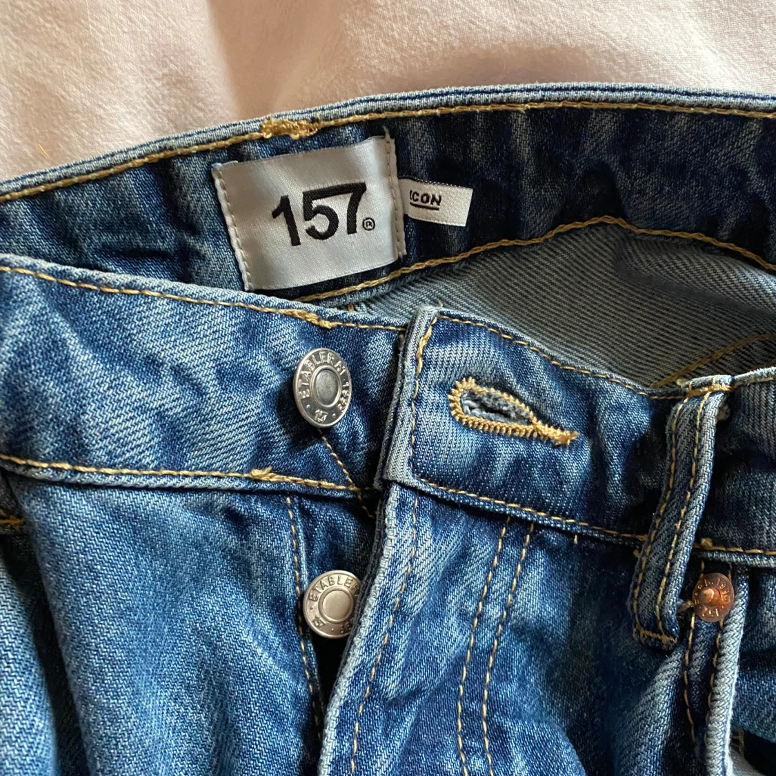 Blå straight jeans  - 3