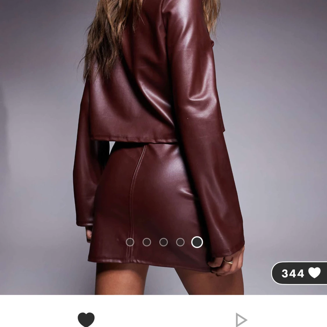 Brun kjol i skinnimitation  - 2