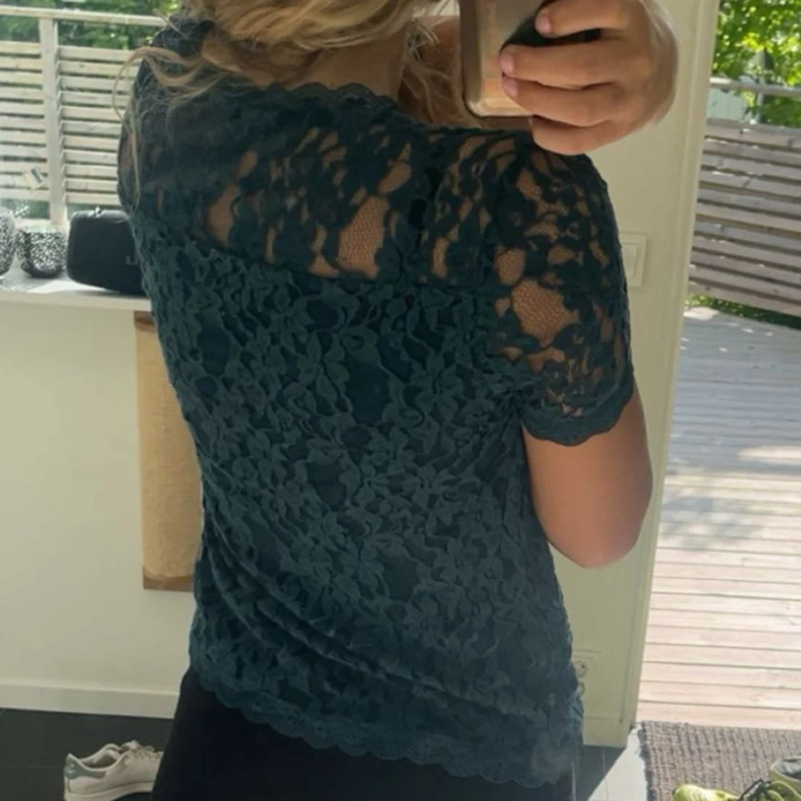 Mörkgrön spetsblus - 2
