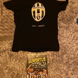 Svart Juventus t-shirt med stort klubbmärke - Säljer en svart t-shirt från Juventus med stort klubbmärke och texten 'DAL 1897' på ryggen. Officiell supportertröja i mjuk bomull, perfekt för dig som älskar fotboll och vill visa ditt stöd för laget.