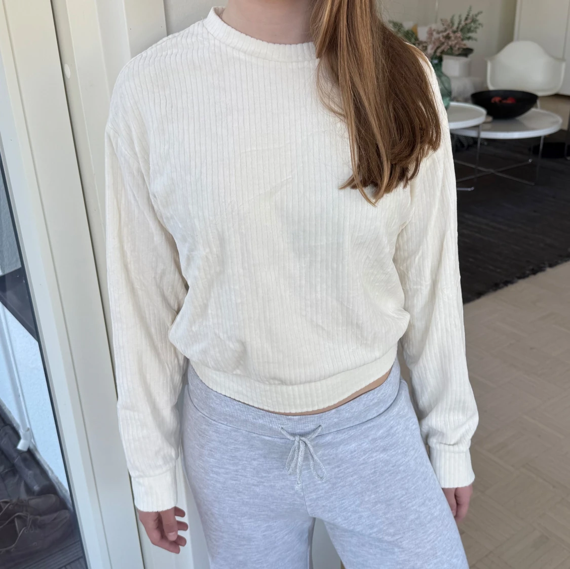 Vit ribbad tröja från H&M Divided